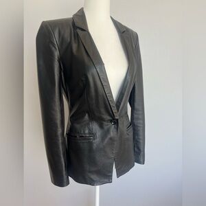 BEBE Black Genuine Leather Blazer Size XS/S